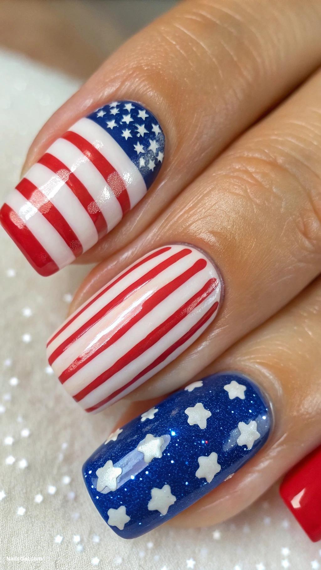 american flag nails Flag pattern on all nails