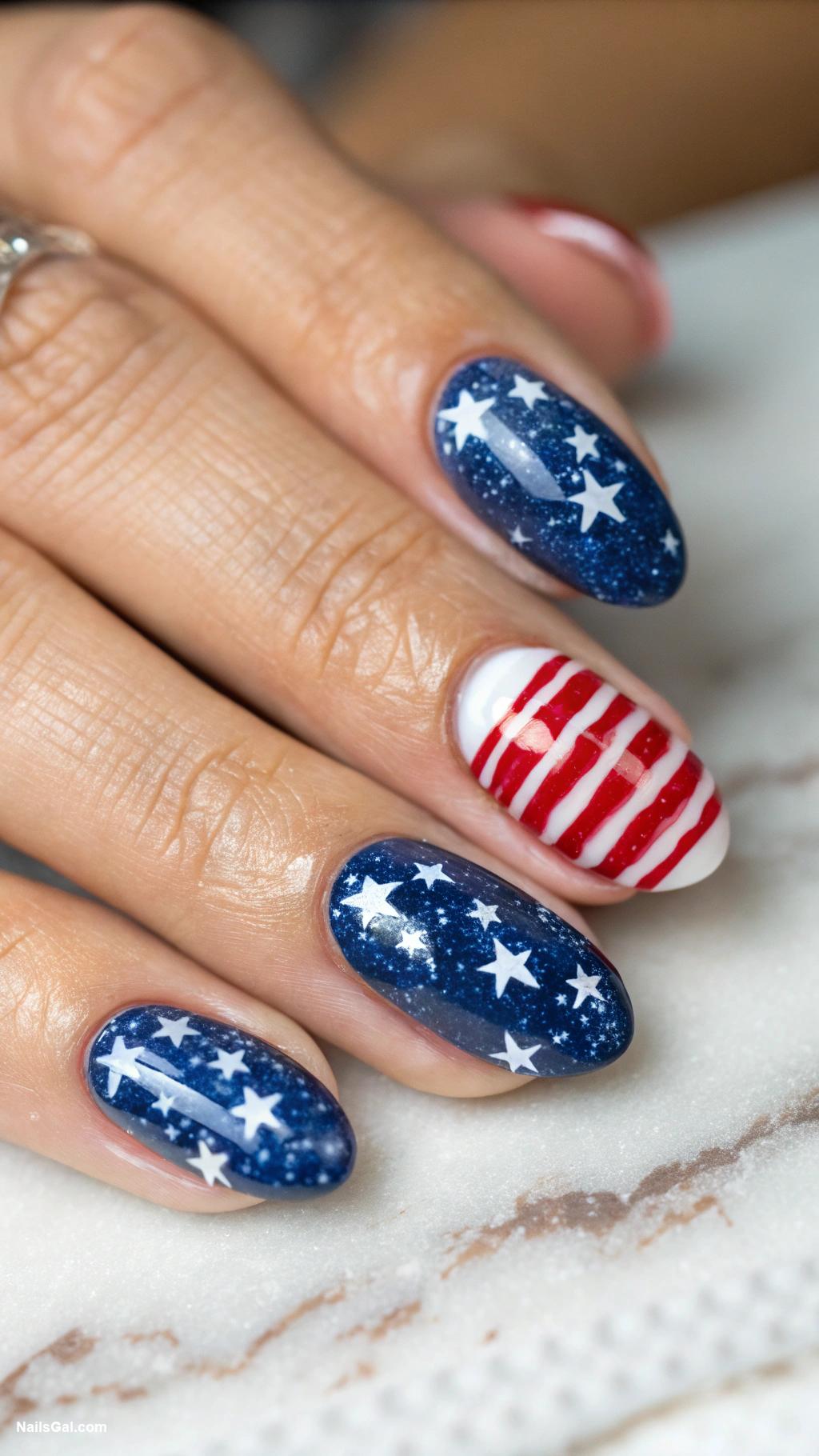 american flag nails Galaxy stars over flag background