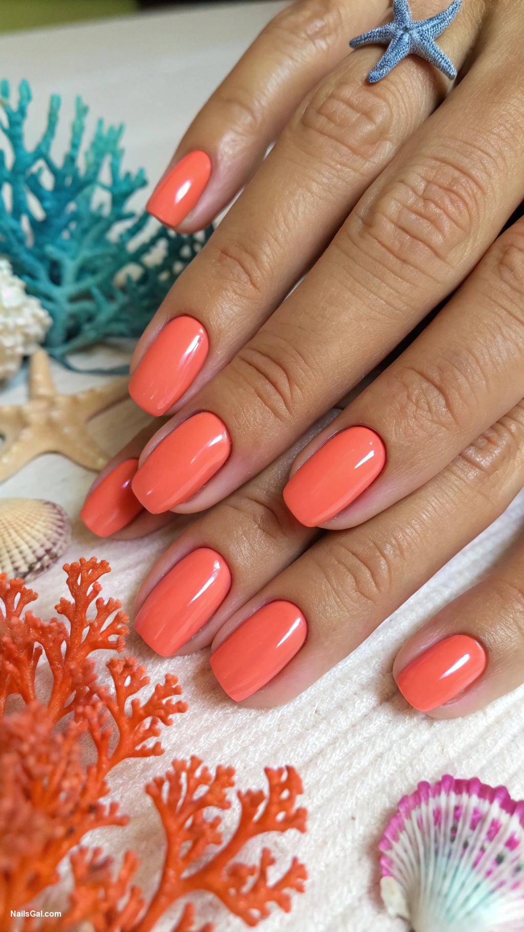 best summer nail colors Coral Reef A vibrant coral shade that complements tanned skin perfectly