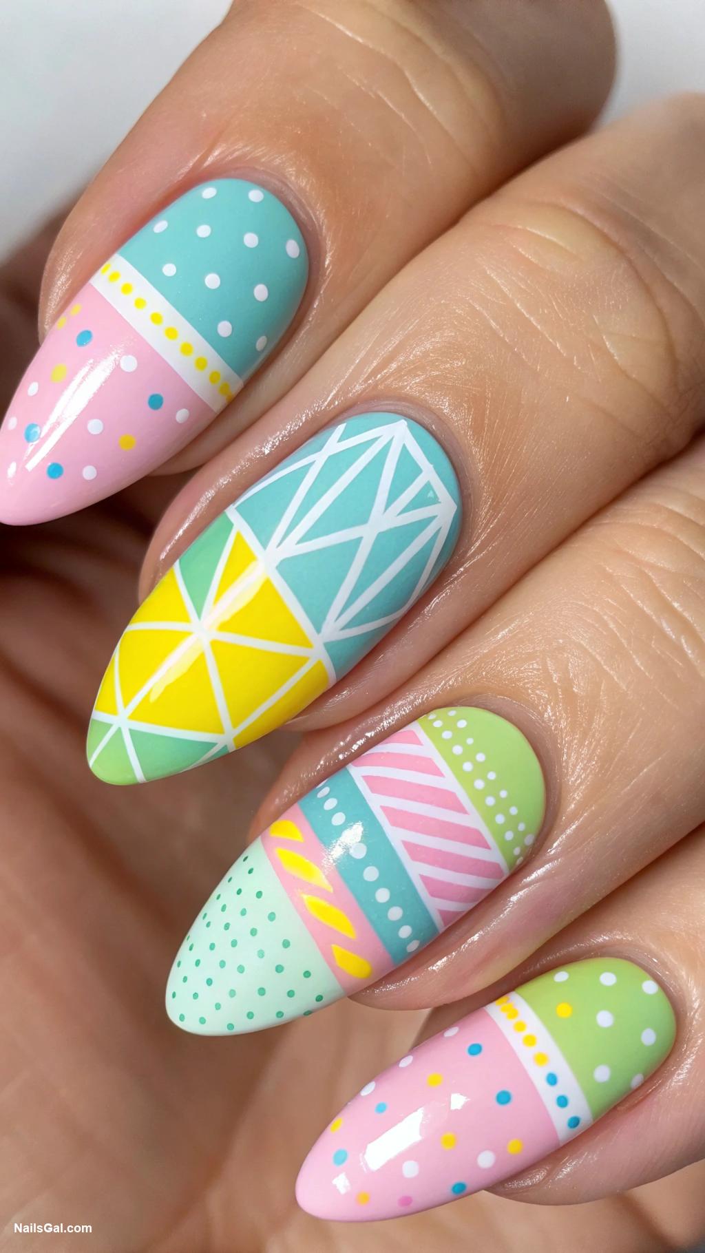 simple summer nails Colorful geometric shapes