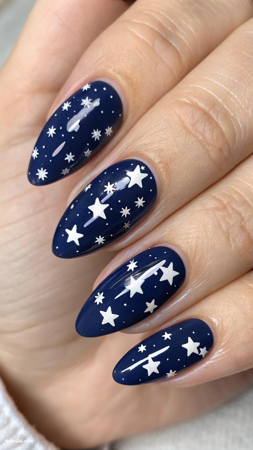 stars and stripes nails Stars on a navy blue background