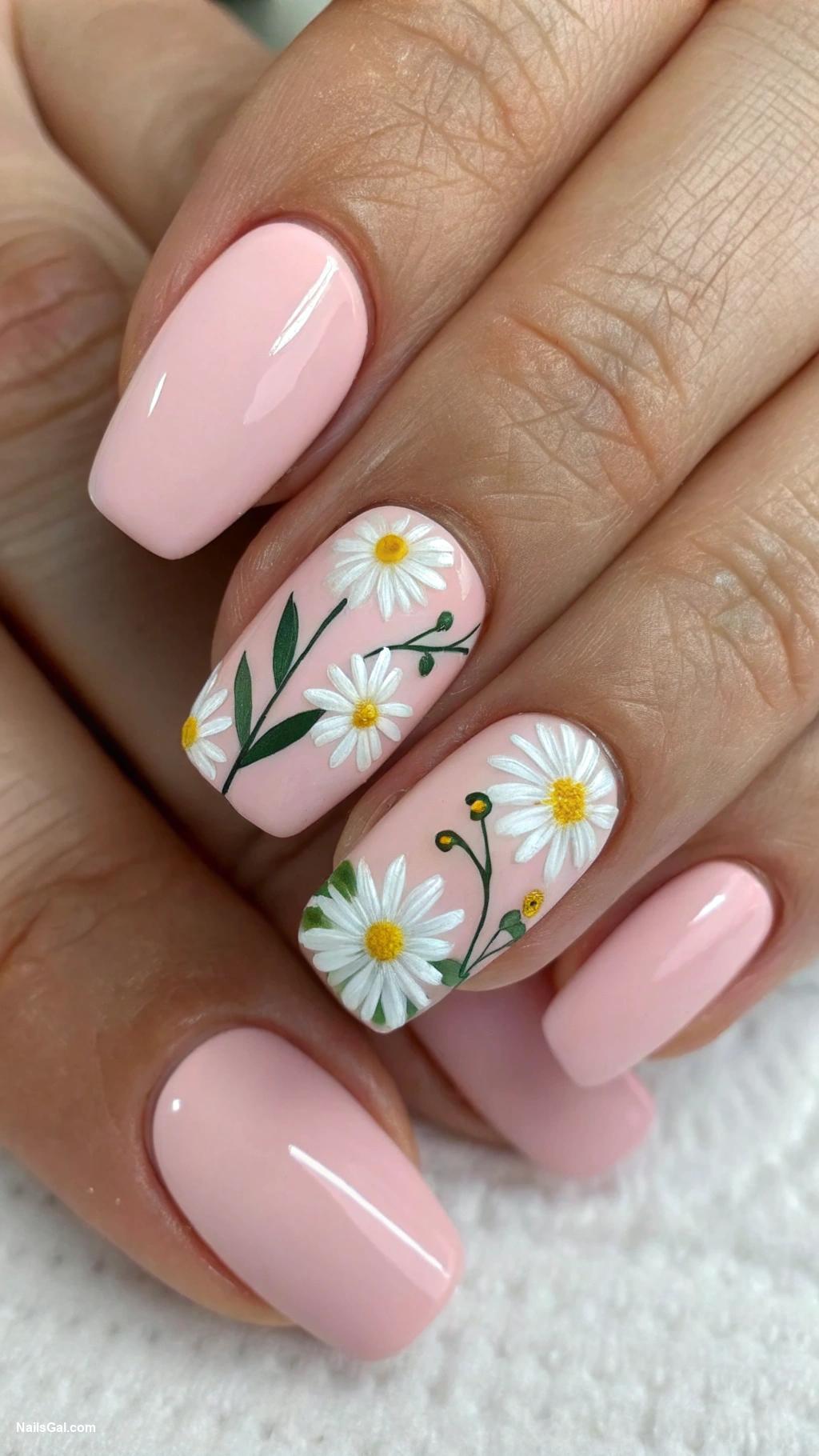 summer nail ideas Floral Accent Nails Paint a base color and add small delicate flowers or leaves on one or two accent nails