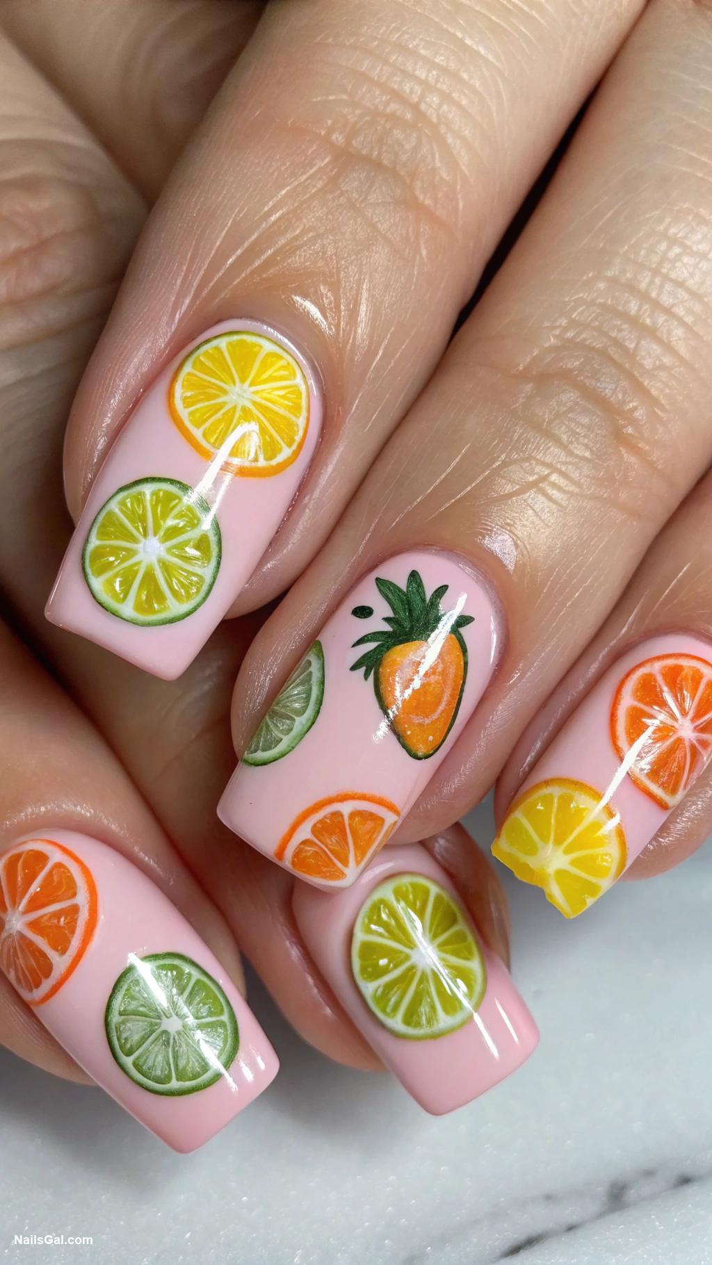 August nails Fruit slice accent nails