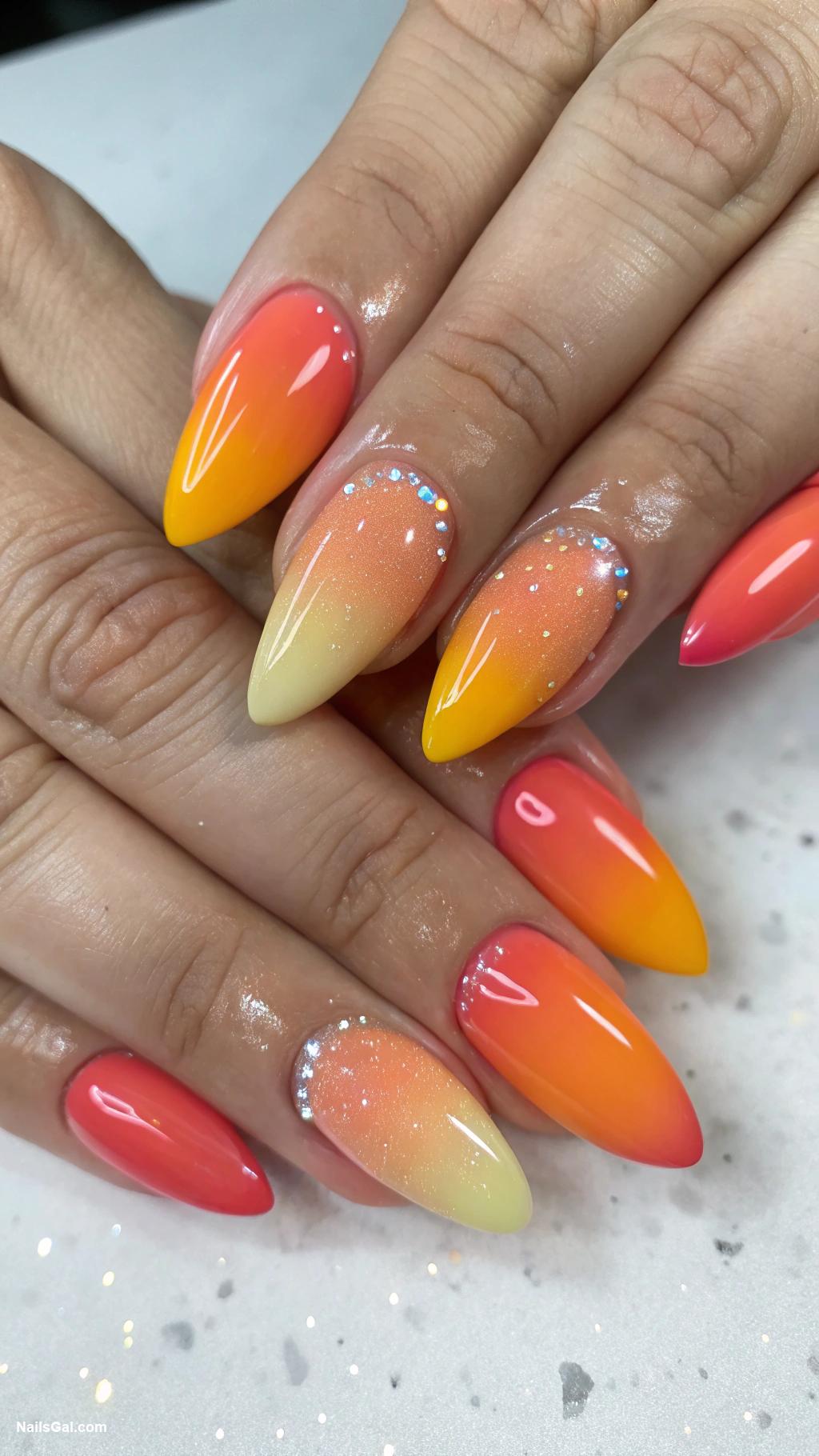 August nails Ombre sunset gradient