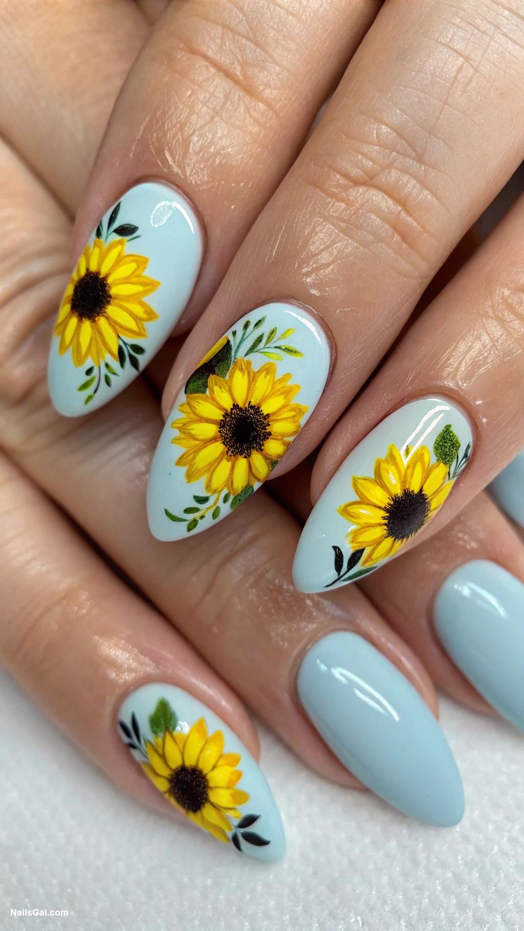August nails Vibrant sunflower nail art