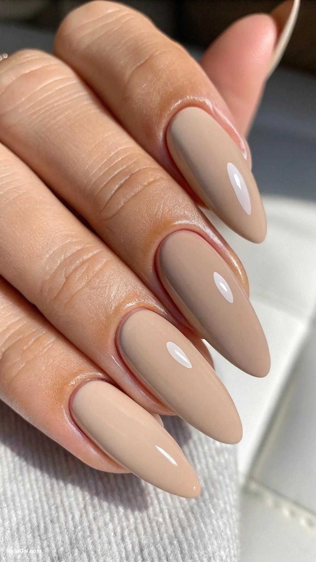 beige nails Matte beige with glossy tips