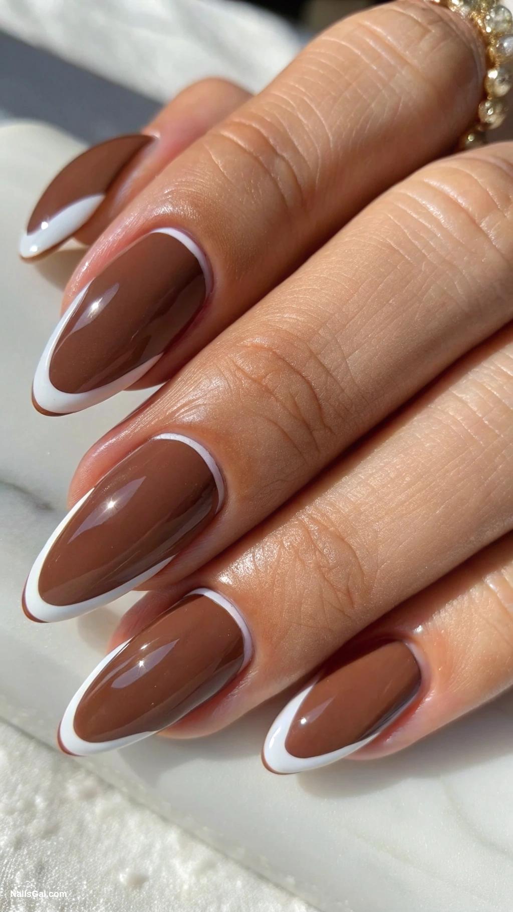 brown nails Classic brown French manicure style