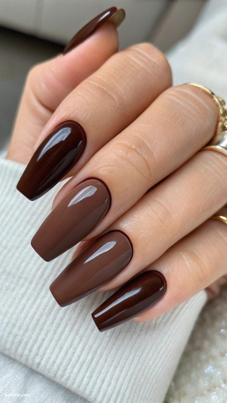brown nails Matte chocolate brown with glossy tips