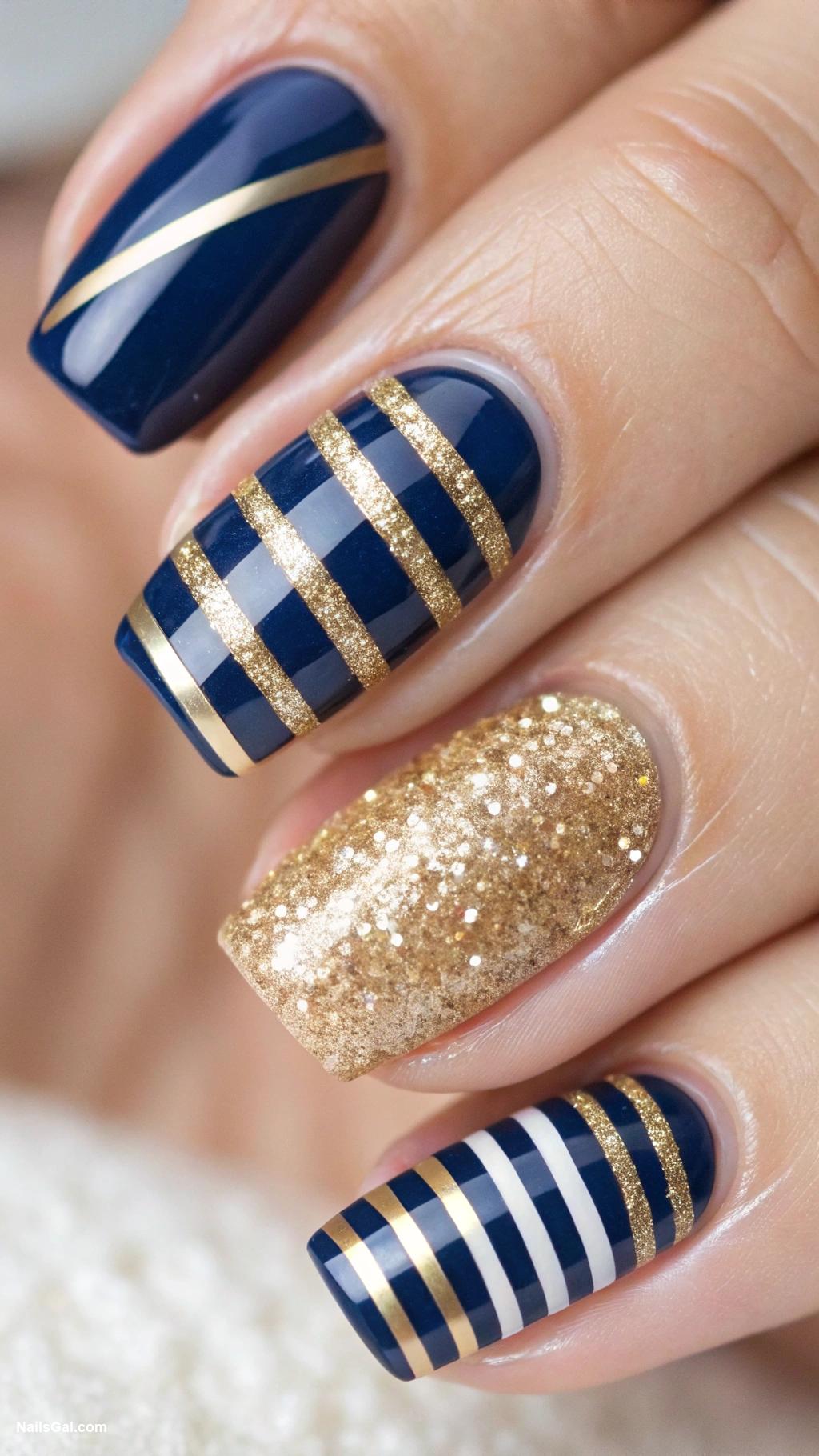 classy nails Elegant stripes in contrasting colors