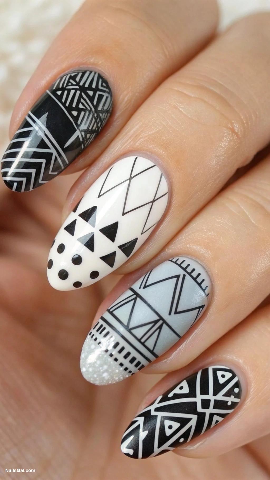 classy nails Geometric patterns in monochrome shades