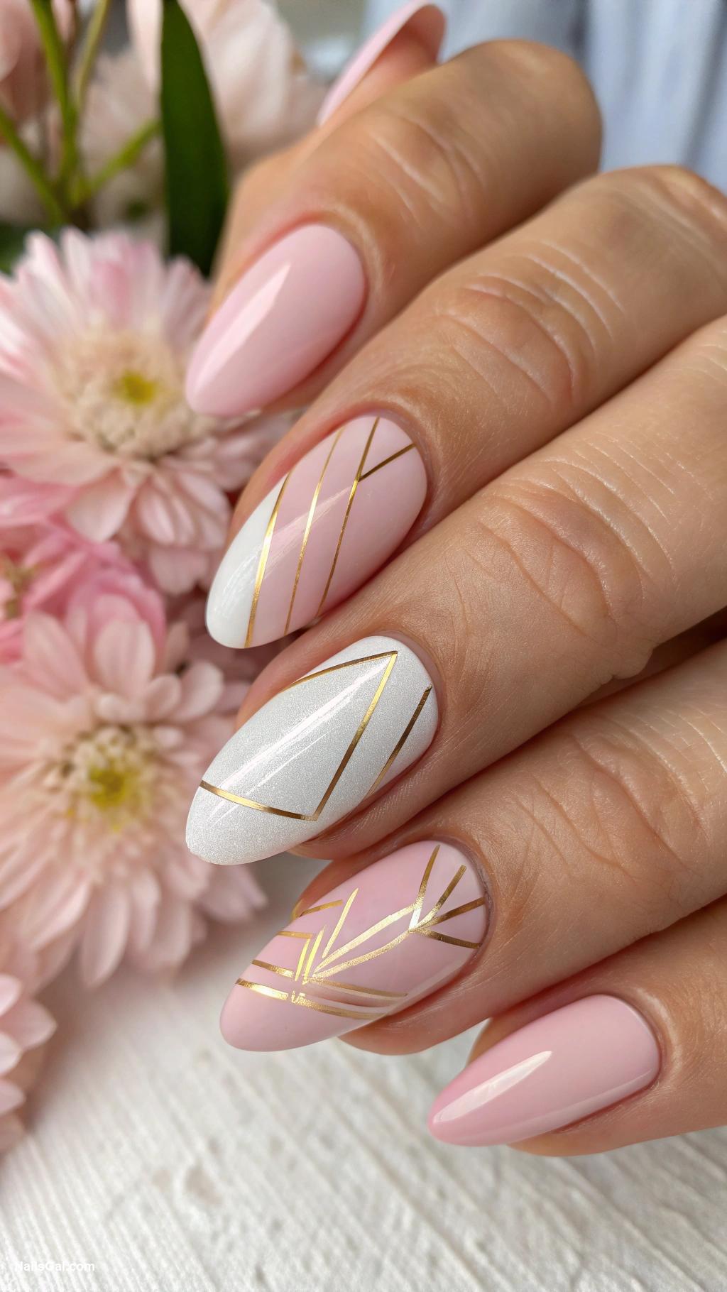 classy nails Negative space with artistic lines