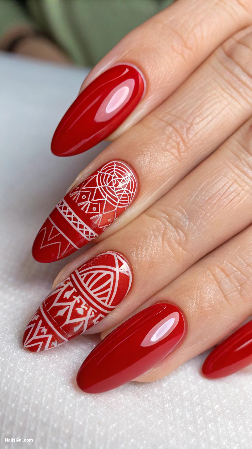classy red nails Red nails featuring negative space patterns