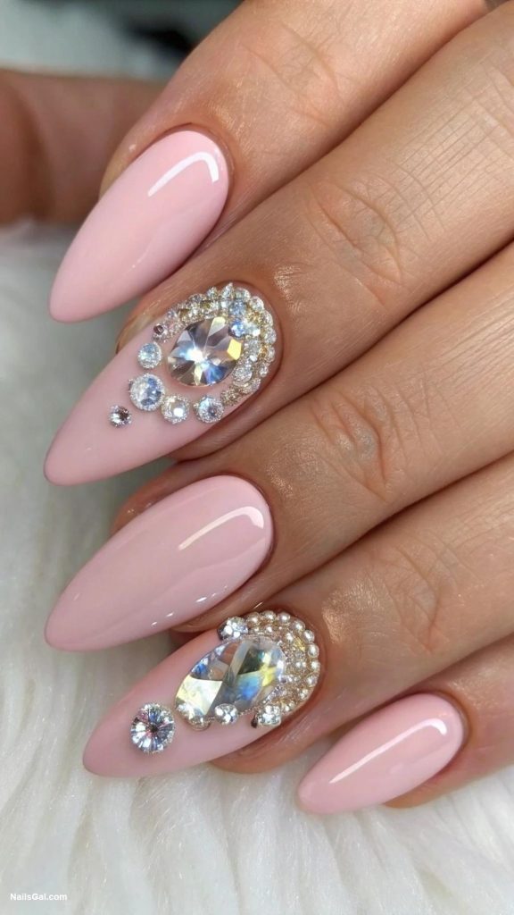 engagement nails Crystal embellishments for glamour