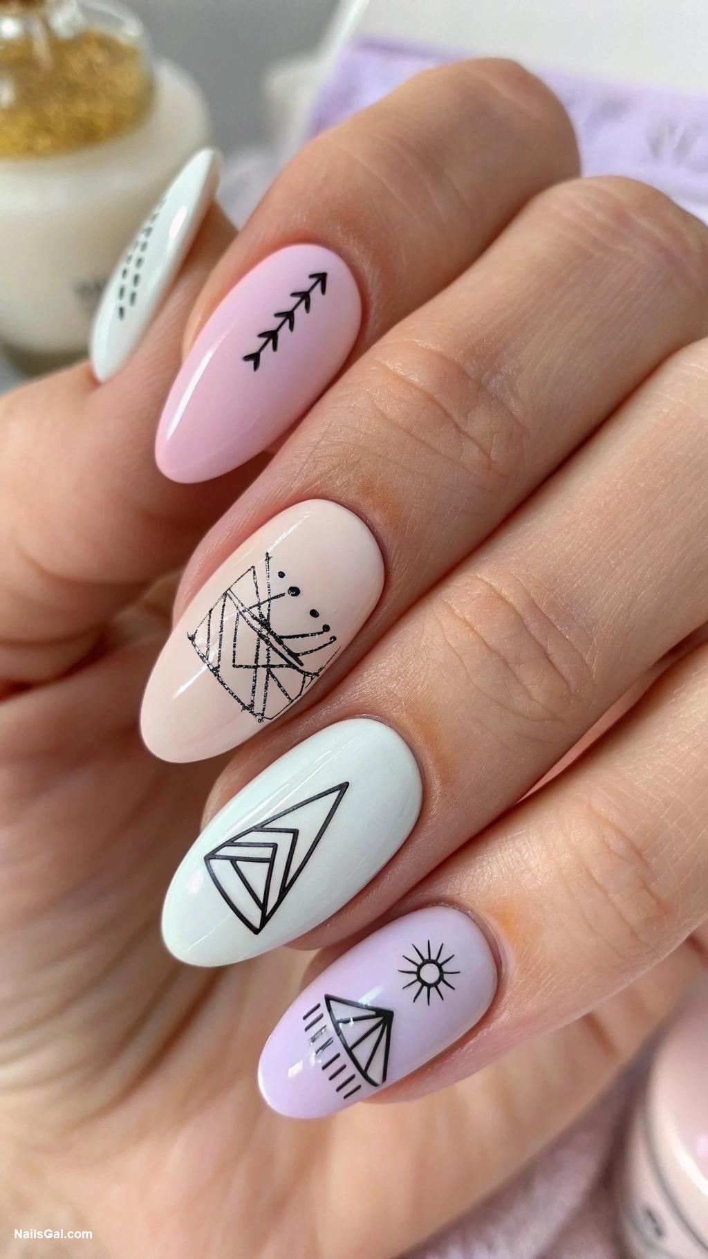 engagement nails Minimalist line art designs