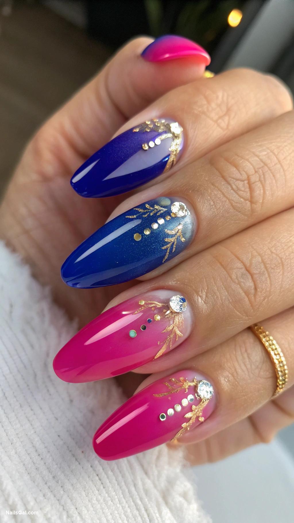 engagement nails Ombre effects in vibrant hues