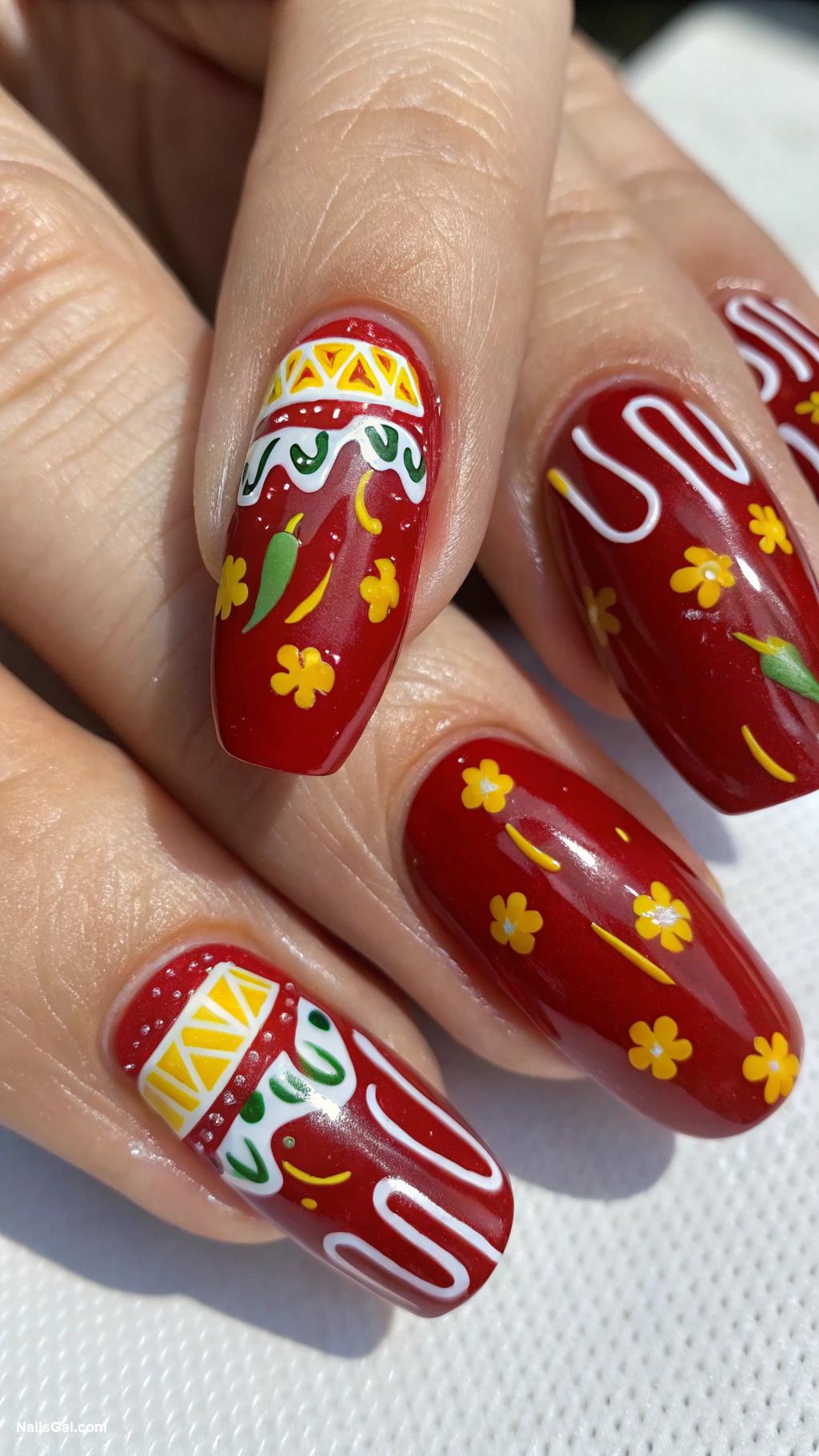 hotdog nails Chili topping splash art