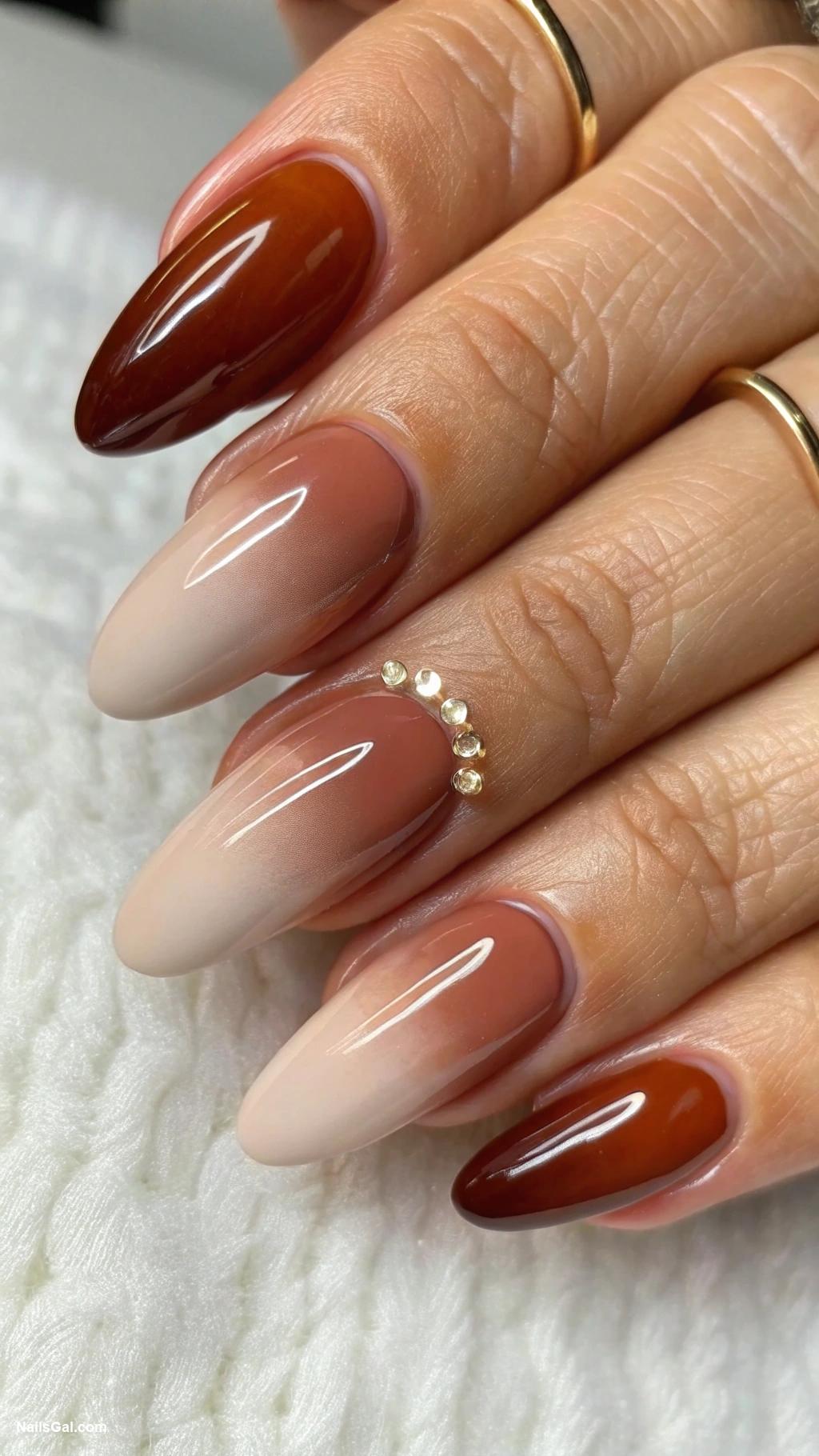 hotdog nails Gradient buns from nude to brown