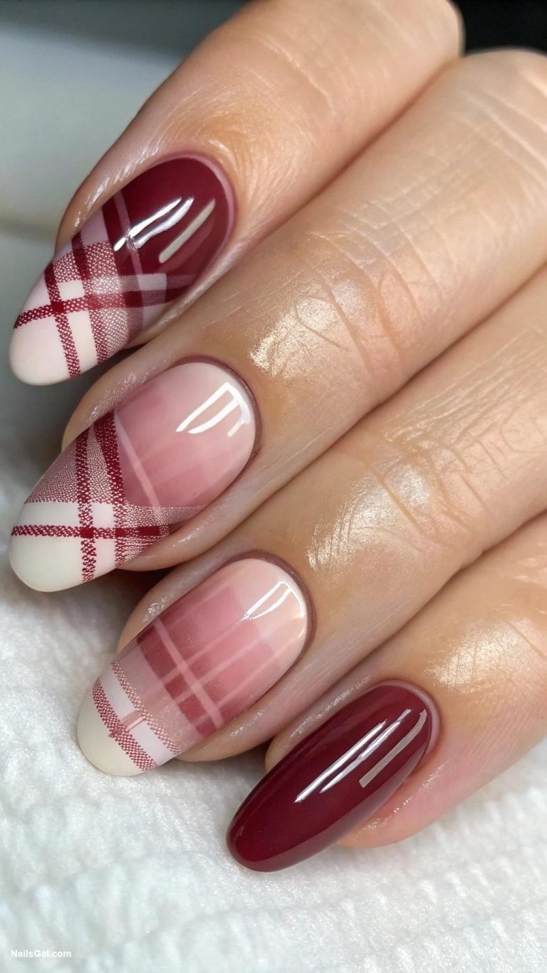 plaid nails Plaid ombre using two complementary shades