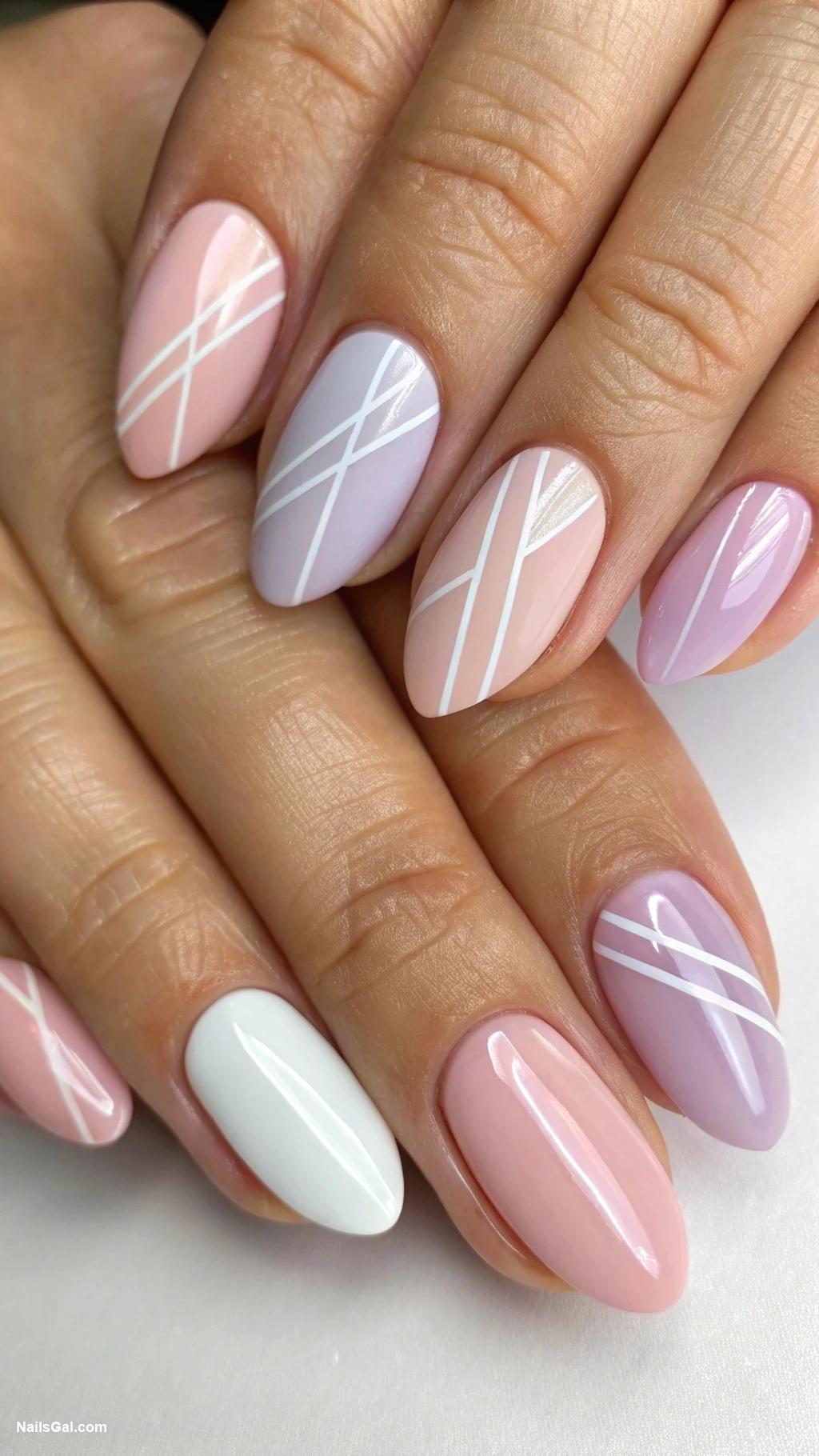 simple nails Negative space with diagonal lines