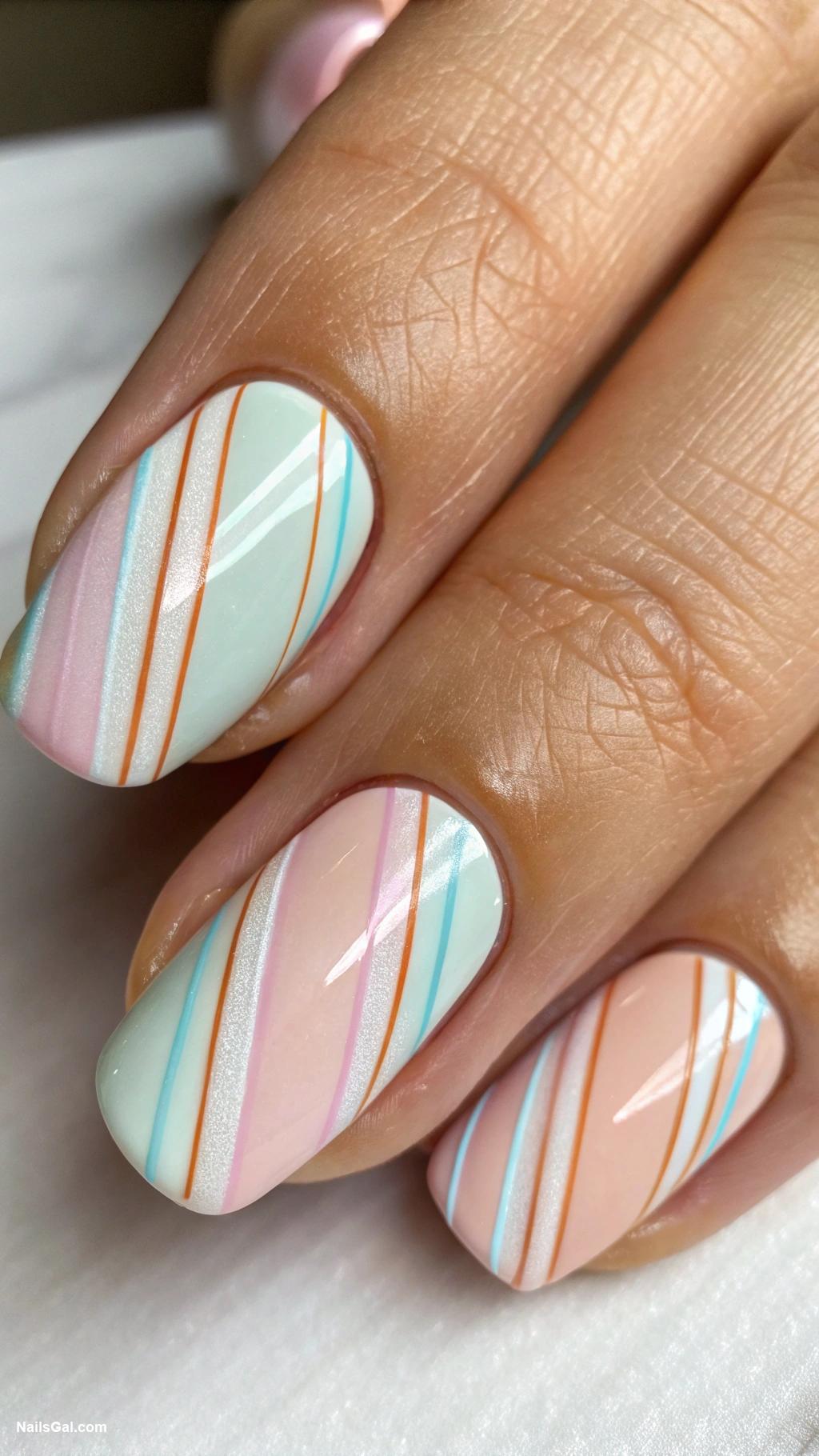 striped nails Thin stripes with a textured finish