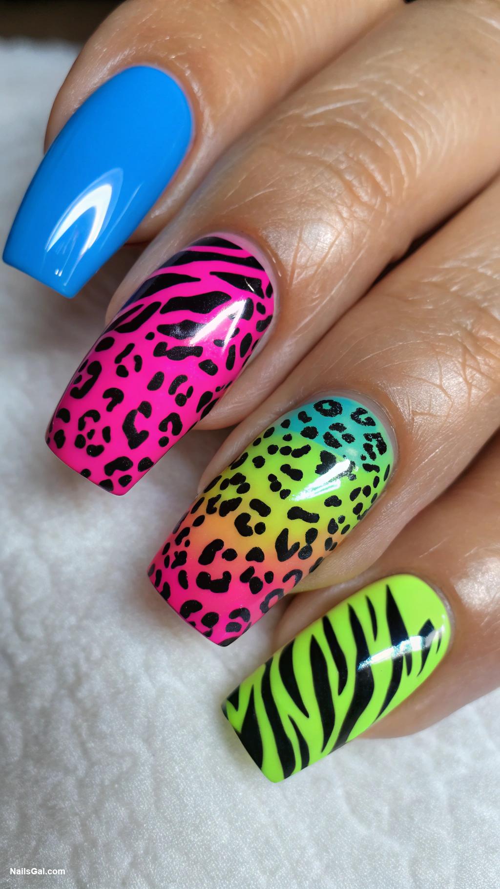 trendy nails Animal print with bold colors