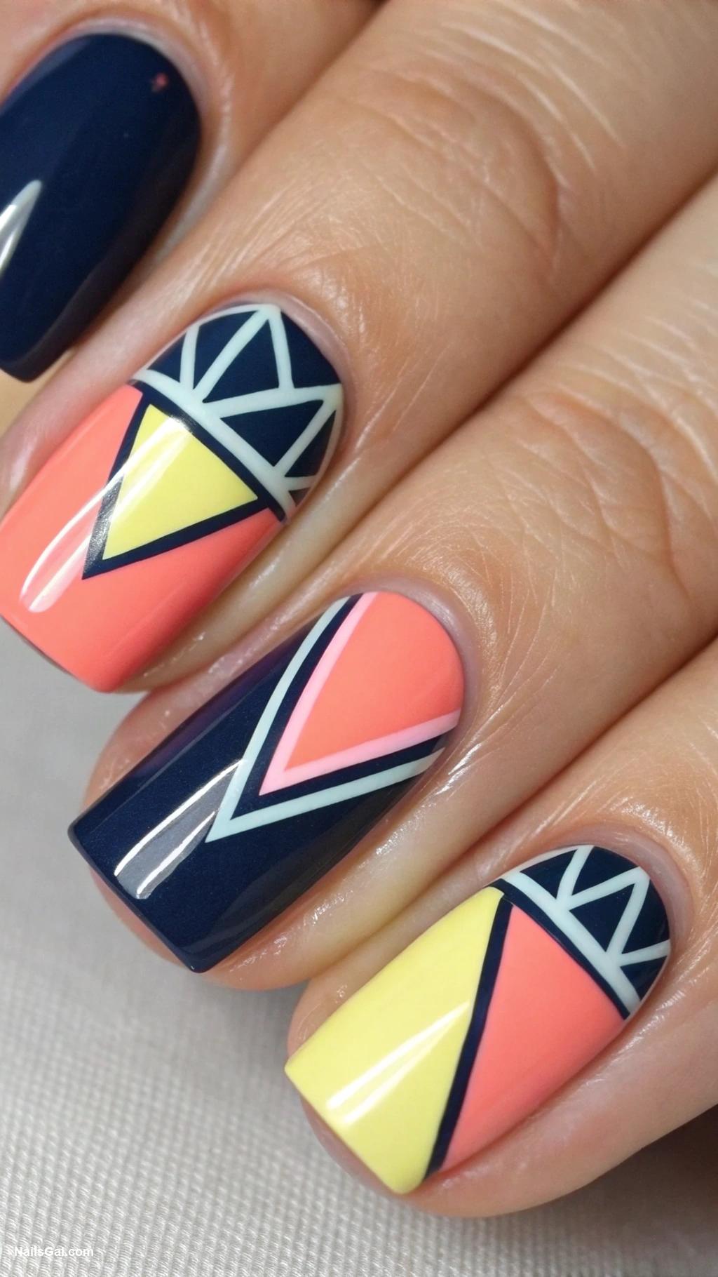 trendy nails Geometric shapes with contrasting colors