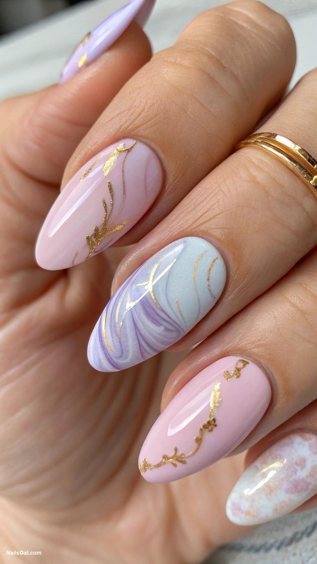 wedding nails Classy marbled effect in light shades