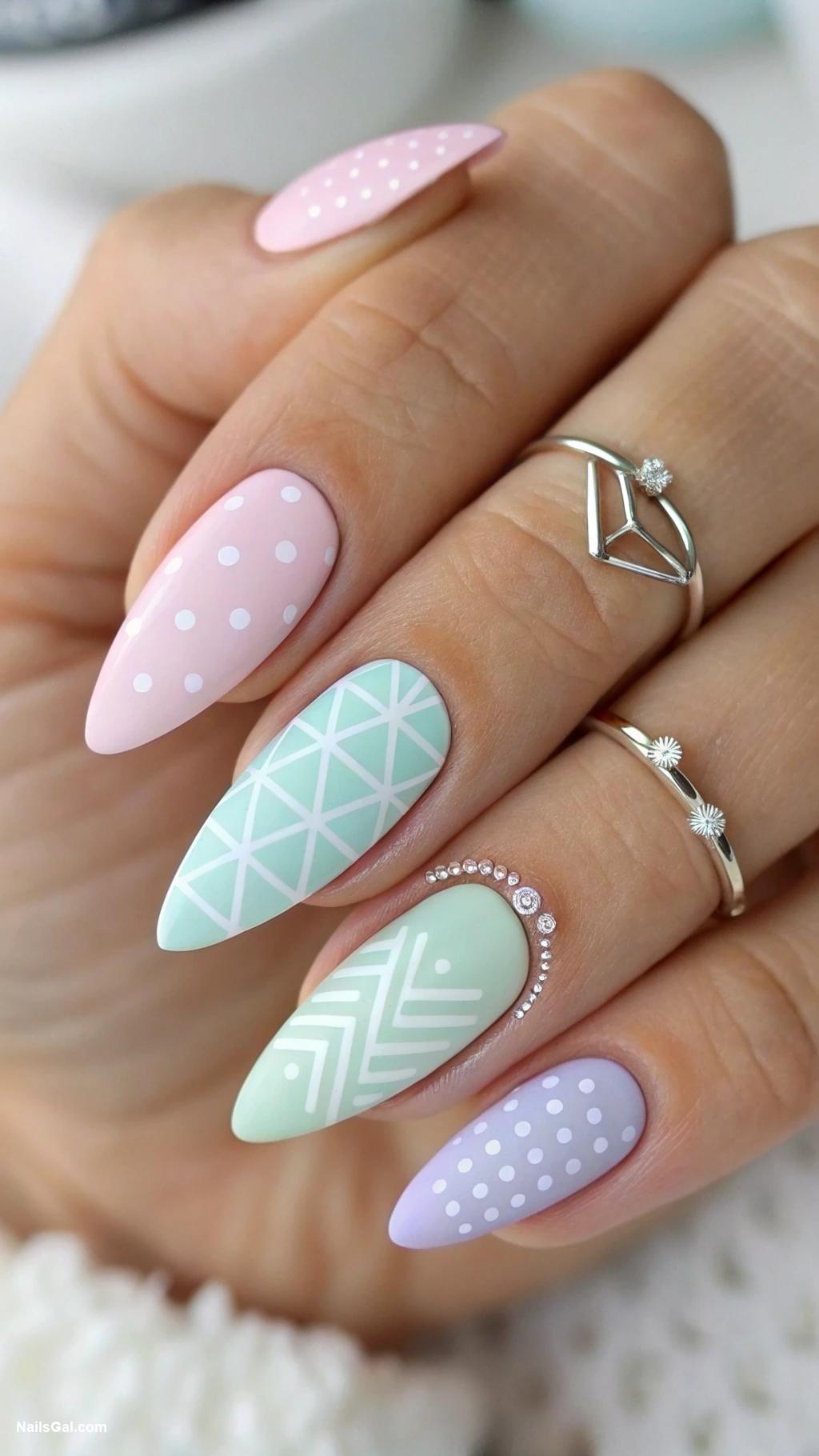 wedding nails Geometrics in soft pastel colors