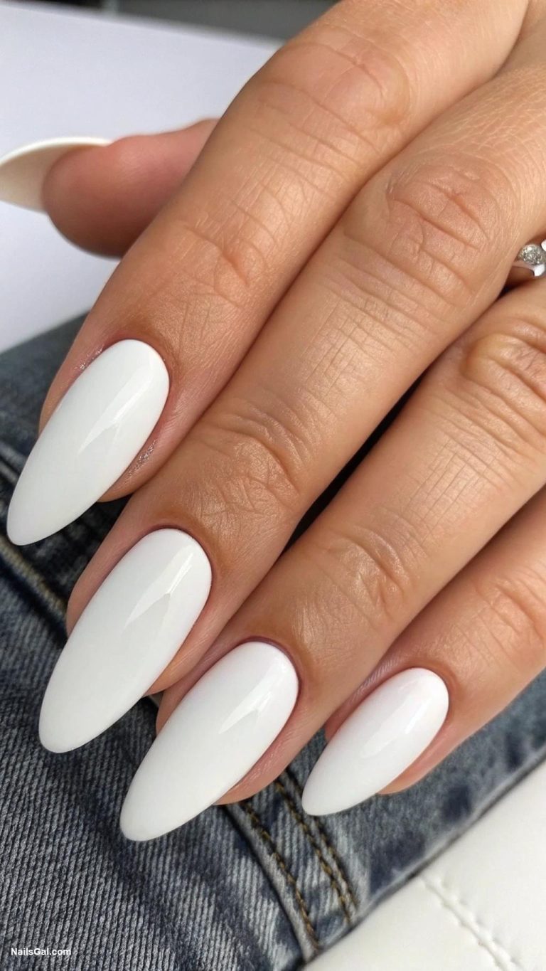 white nails Matte finish with glossy tips