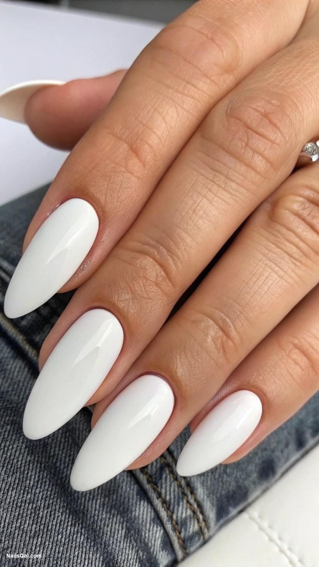 white nails Matte finish with glossy tips