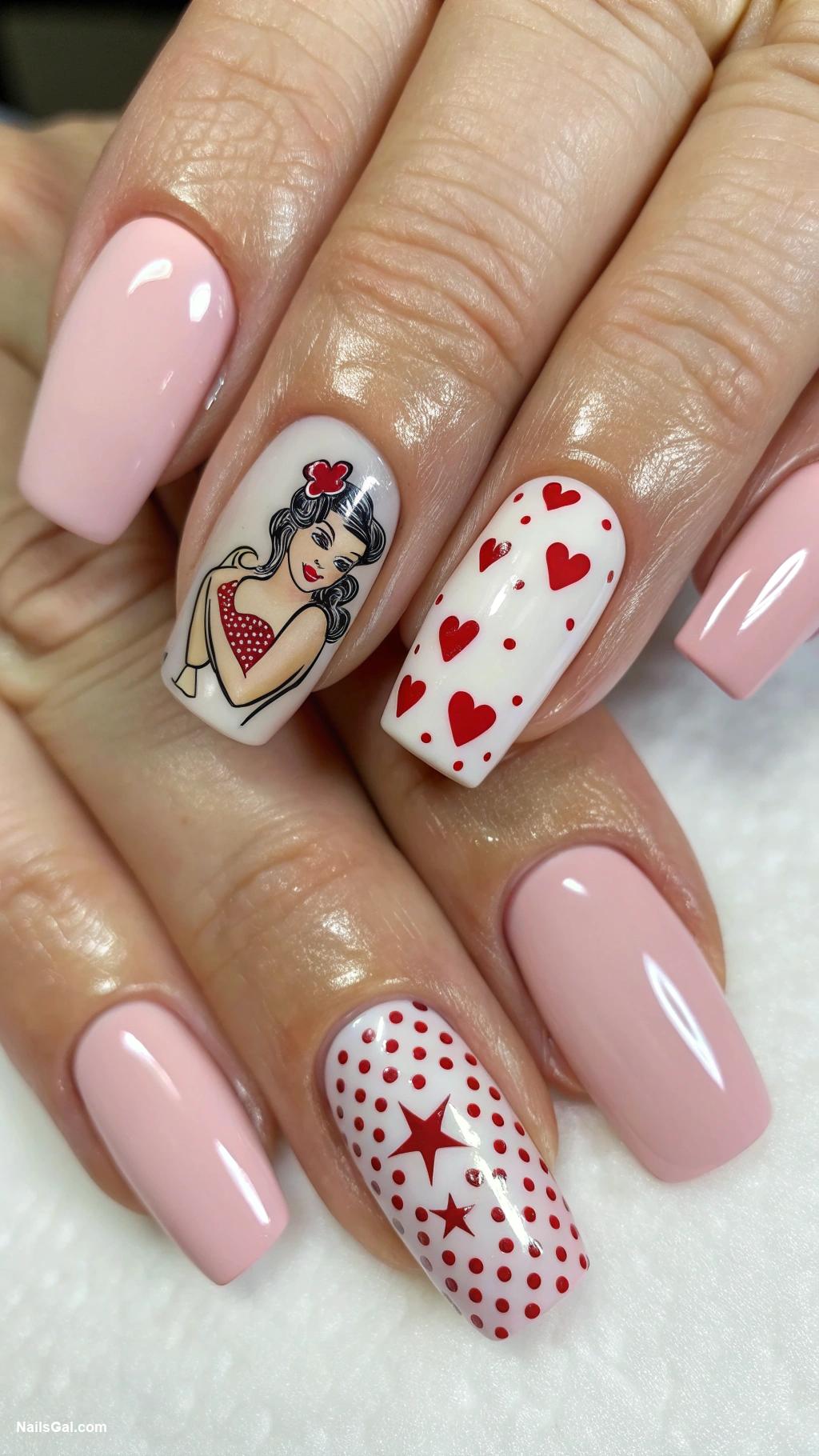 50s nail art Vintage pinup girl decals