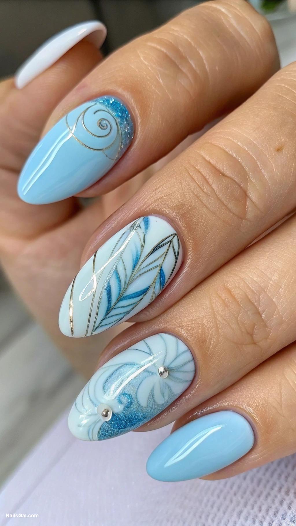 baby blue nails Abstract art in baby blue tones