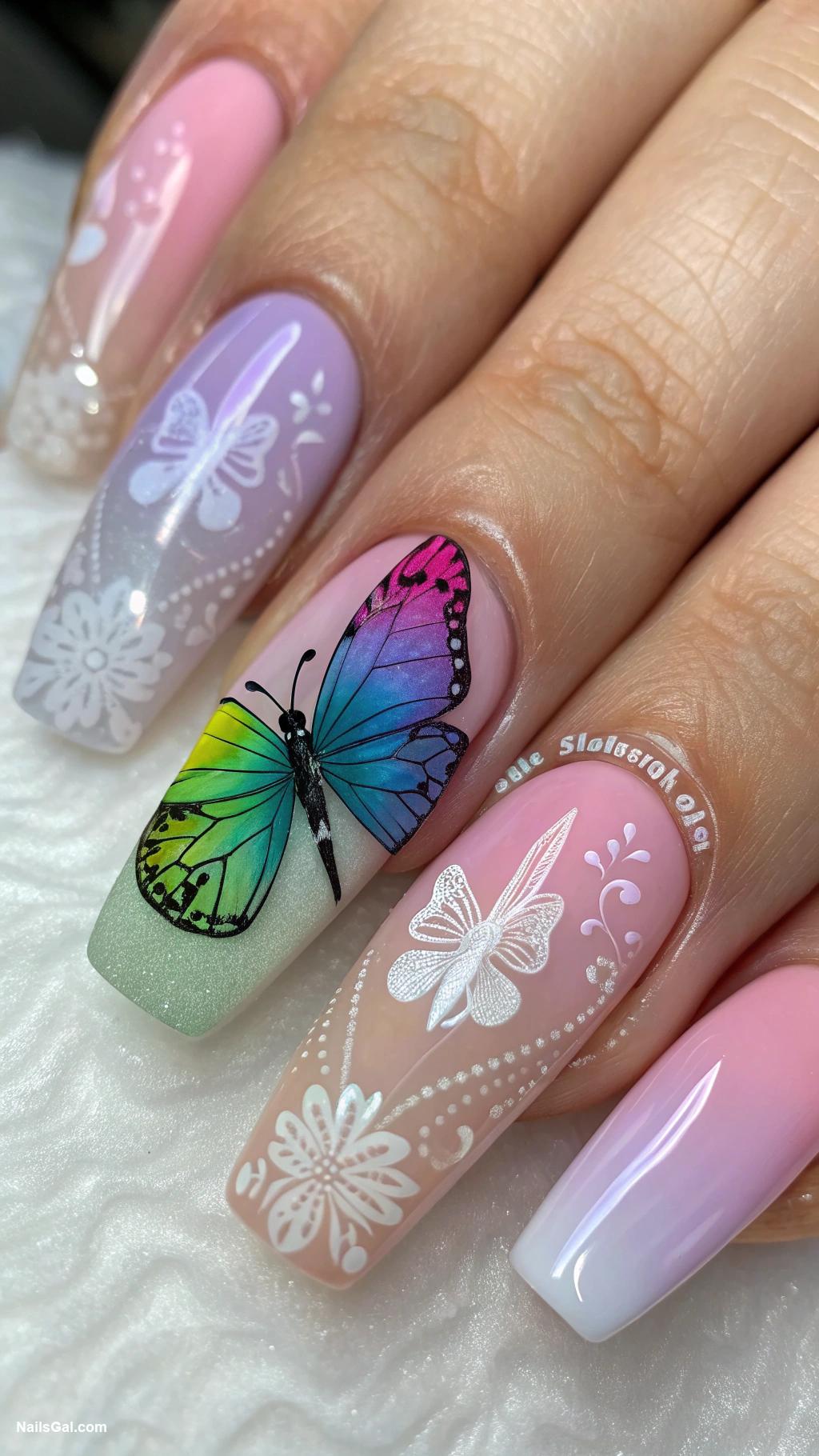 butterfly nails Rainbow butterfly with ombre wings