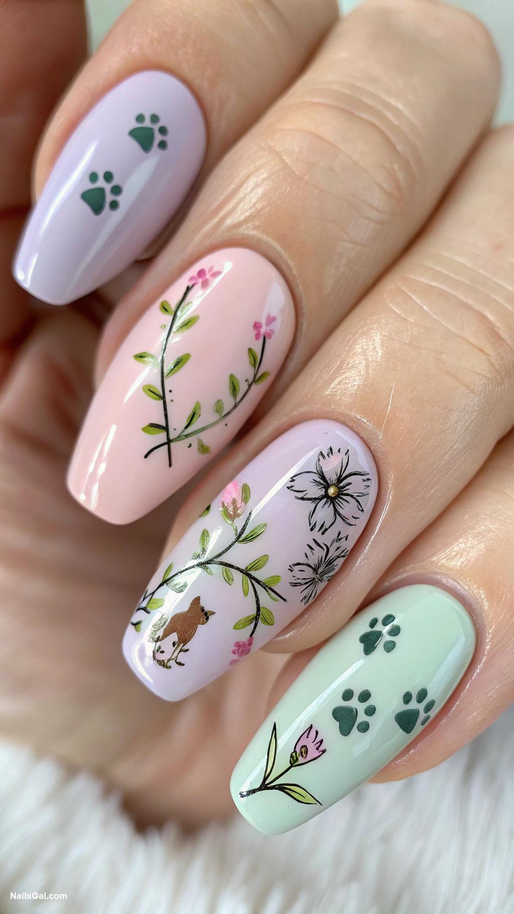 dog nails Floral designs with dog paw motifs