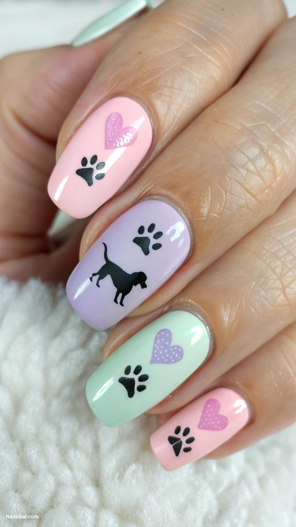 dog nails Heart shapes with dog silhouettes