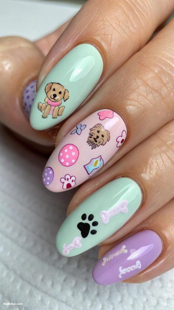 dog nails Nail art featuring dog toys