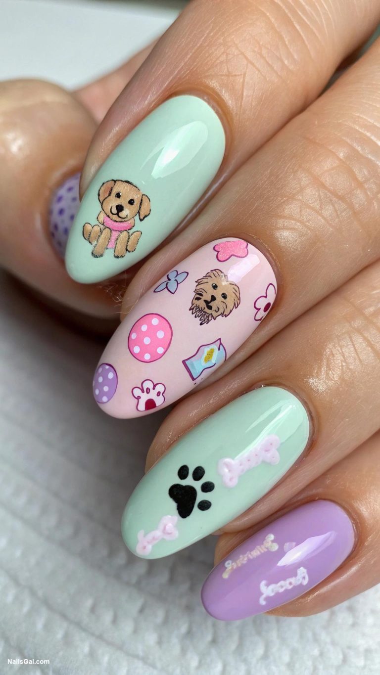 dog nails Nail art featuring dog toys