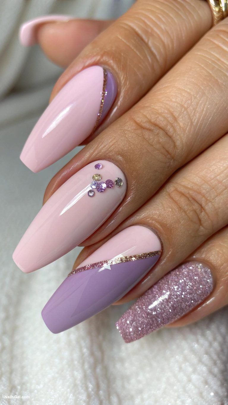 dusty rose nails Dusty rose and lavender diagonal split