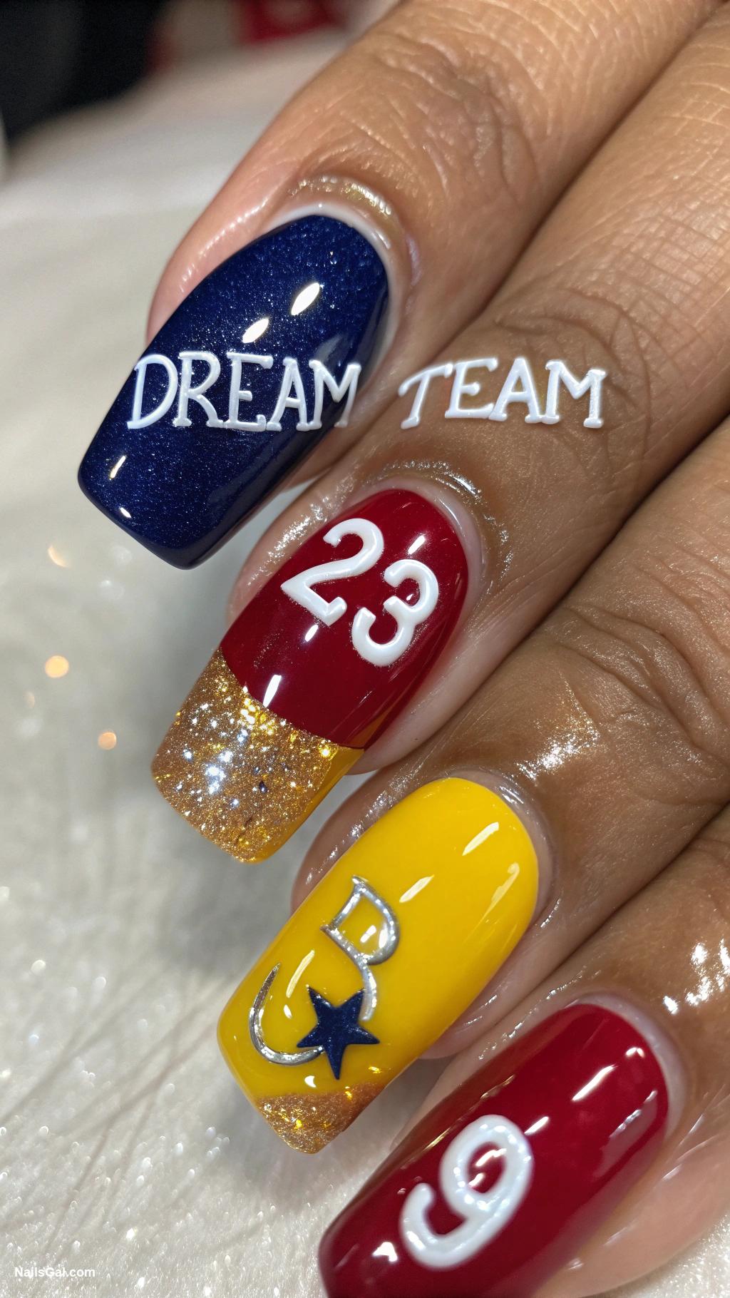 football nails Dream team player numbers on nails