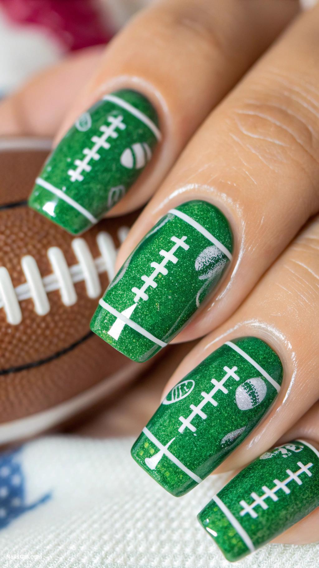 football nails Football field green with white lines