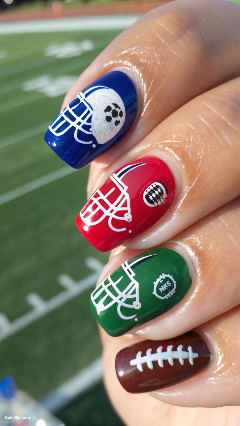 football nails Football helmet nail art