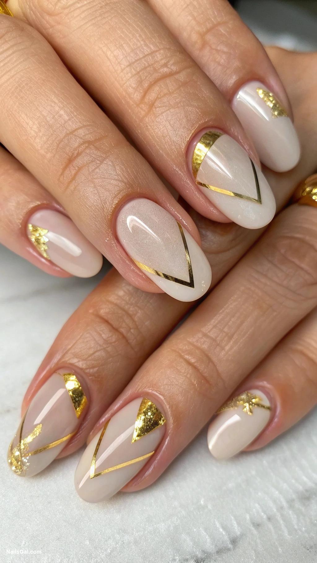 french nails ideas Negative space with gold foil
