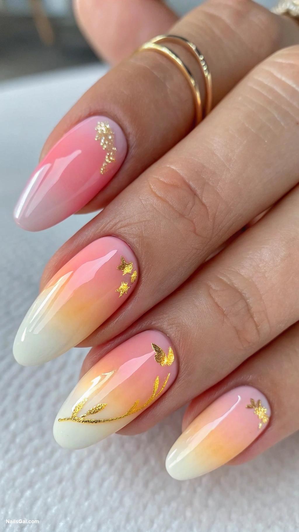 french riviera nails Pastel ombre with beach sunset colors