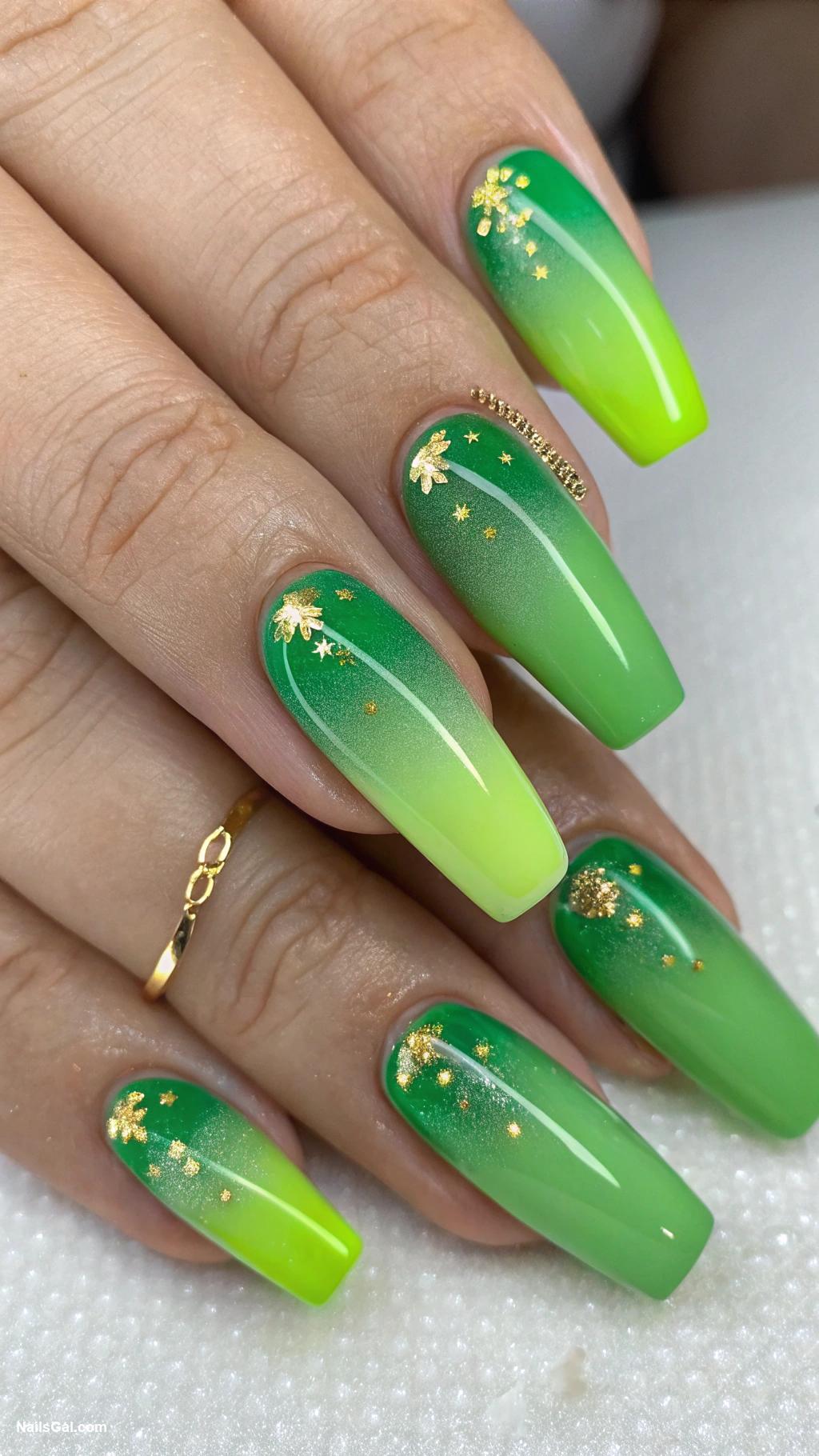 green ombre nails Emerald to lime ombre nails