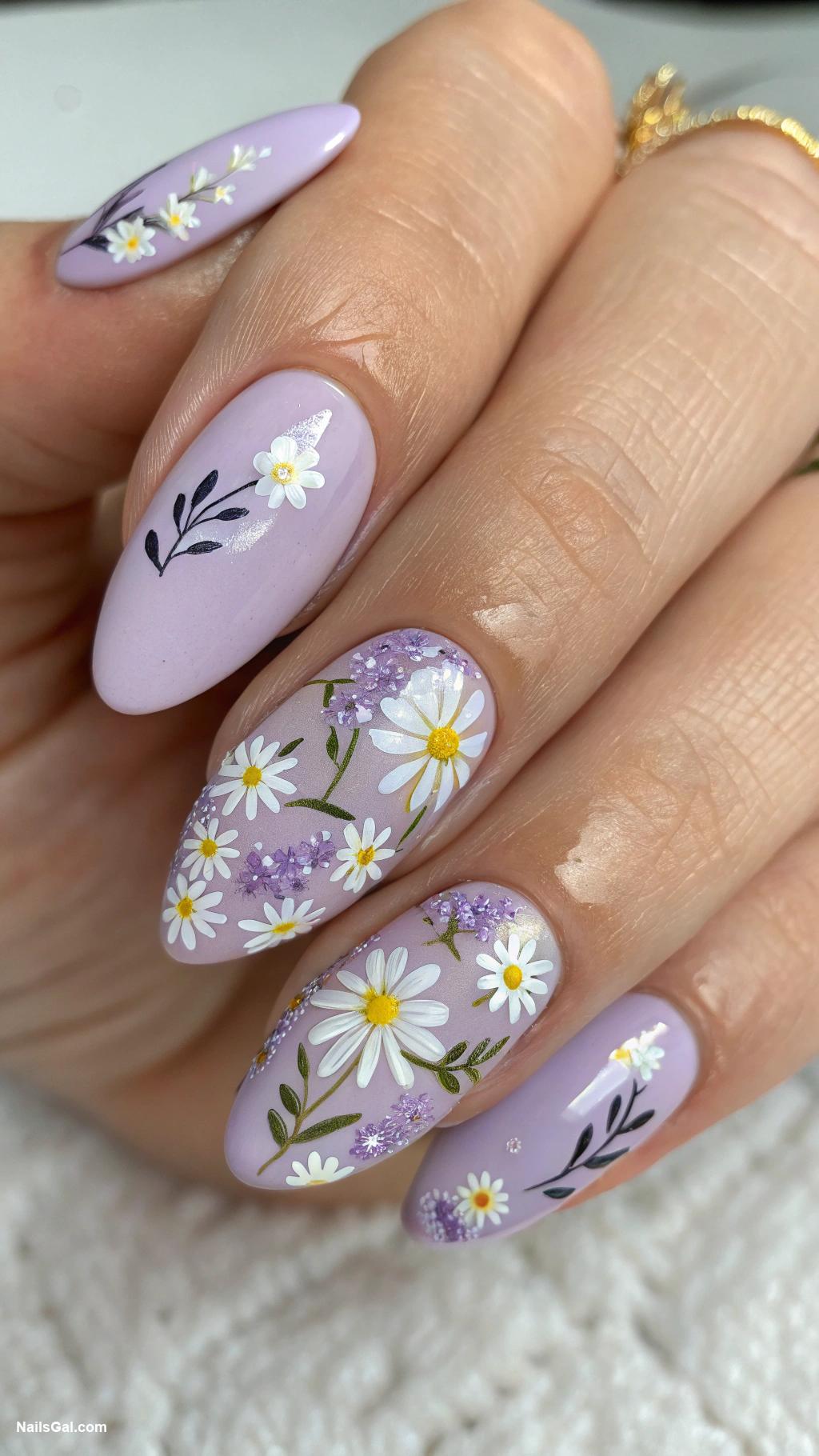 lavender nails Floral lavender nail art