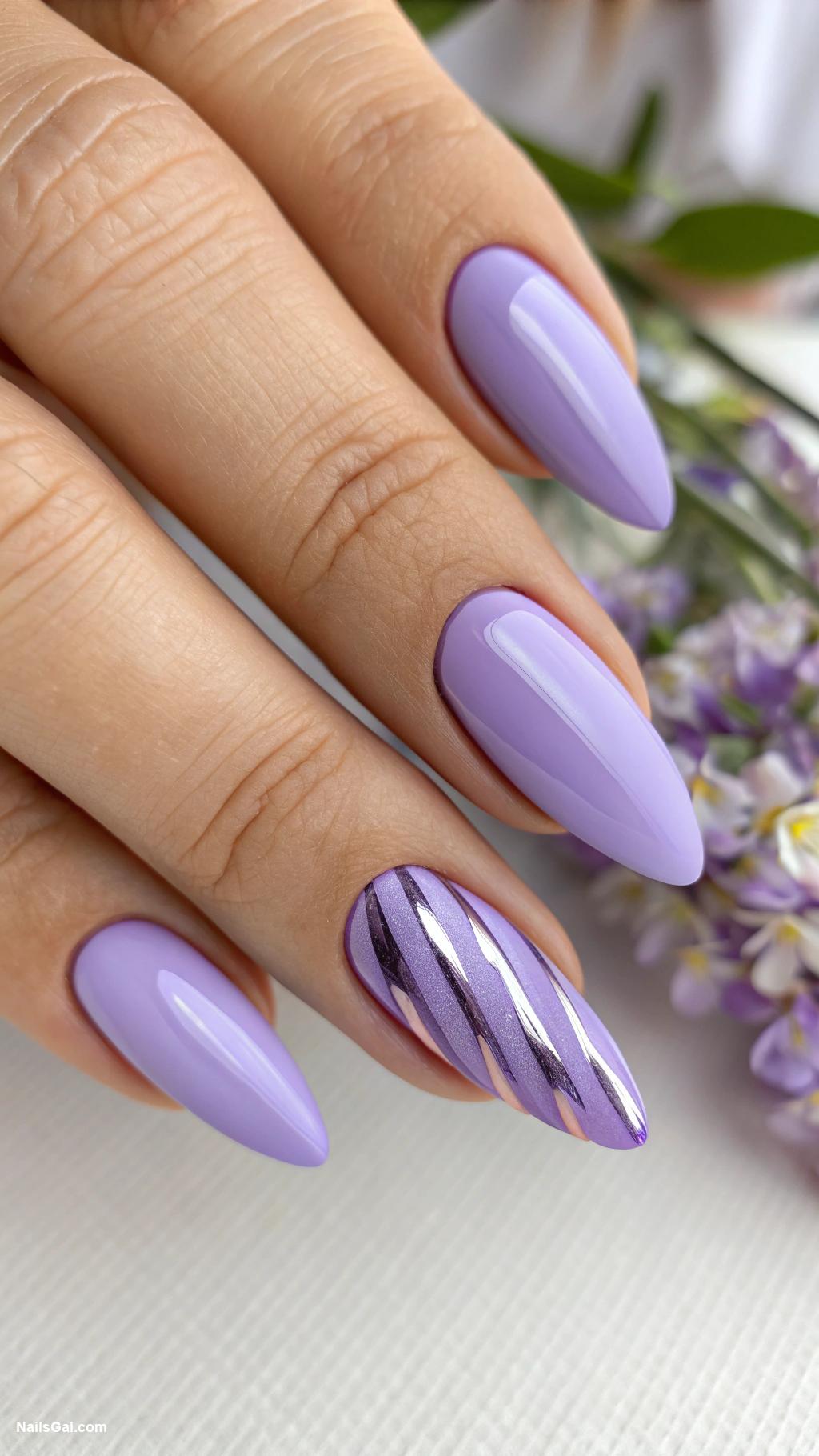 lavender nails Matte lavender with glossy tips
