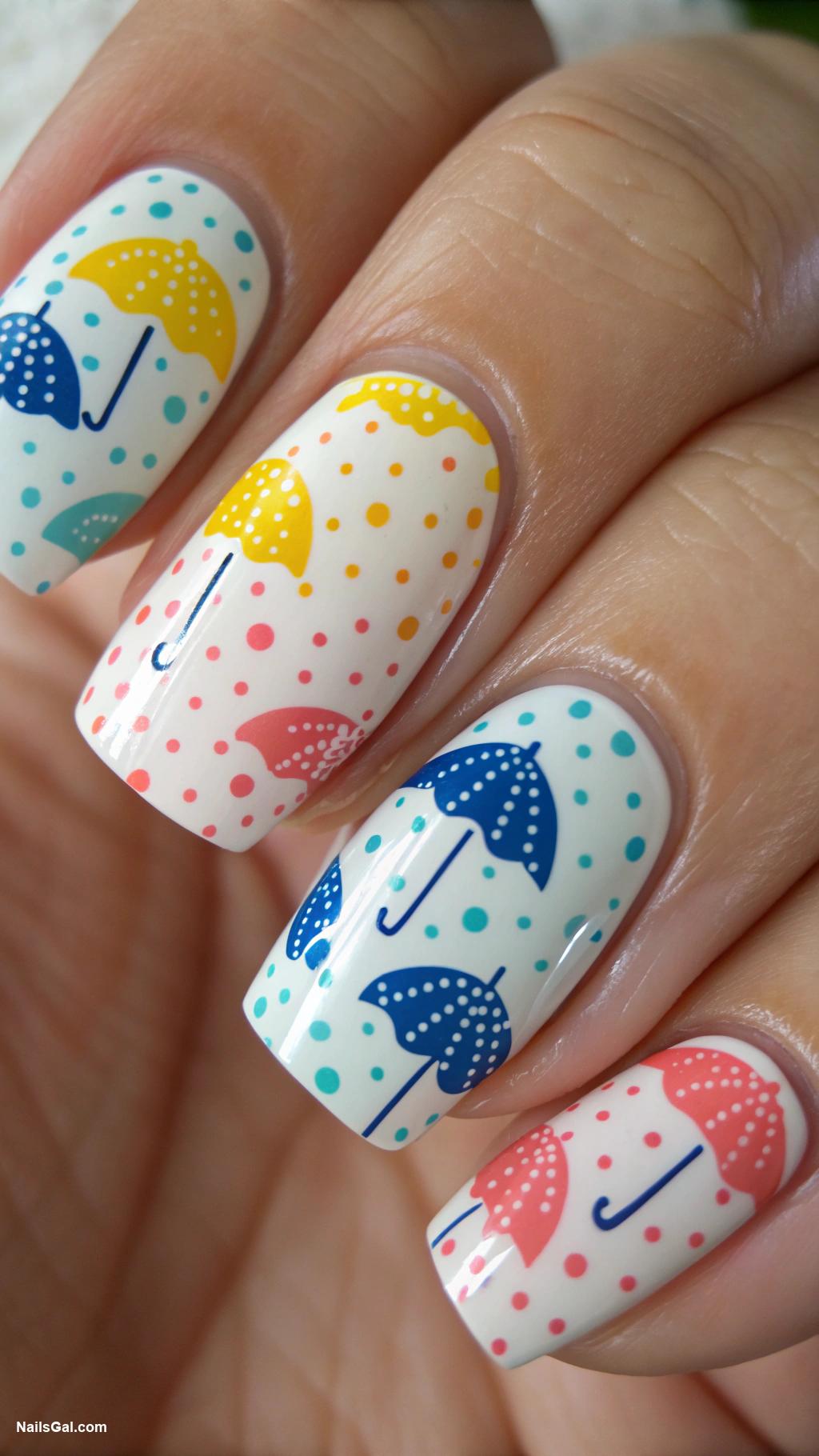 nantucket nails Polka dots mimicking beach umbrellas