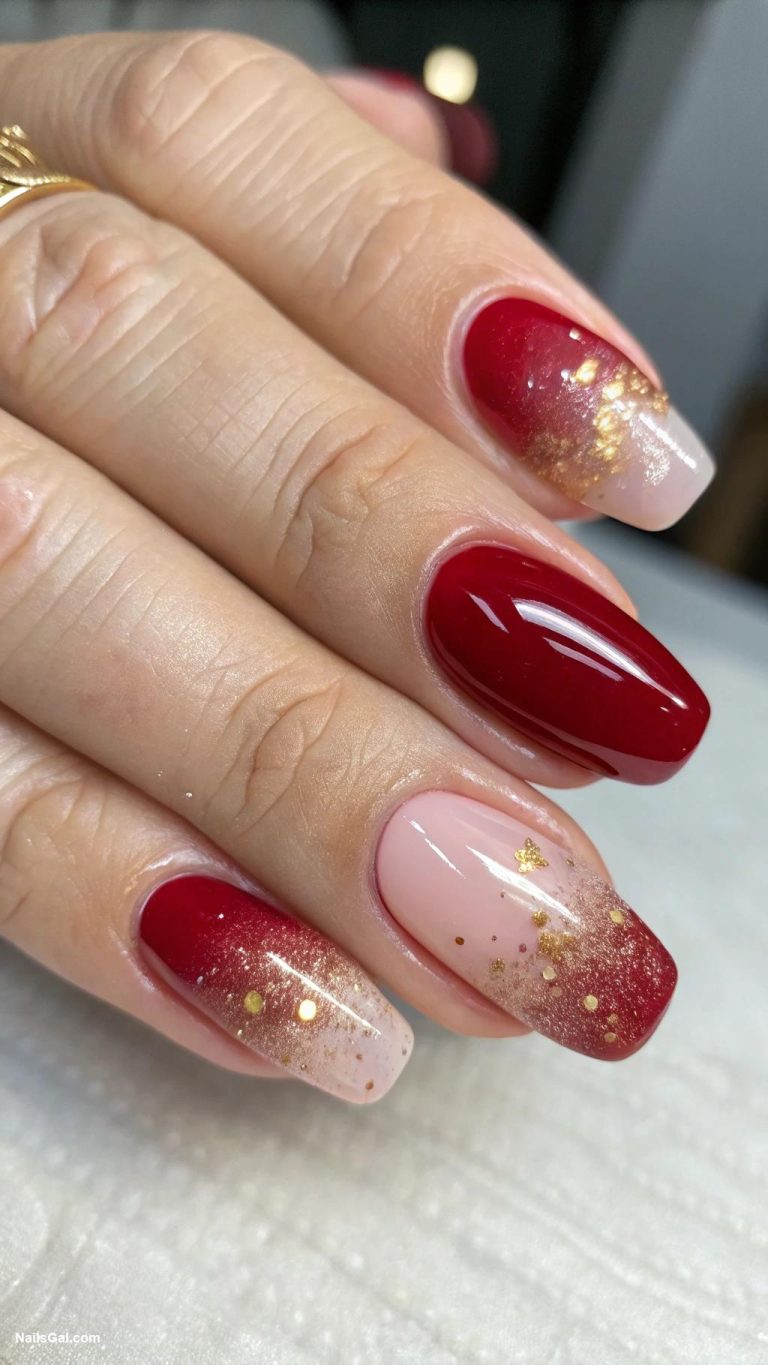 red ombre nails Reverse ombre from light to dark red