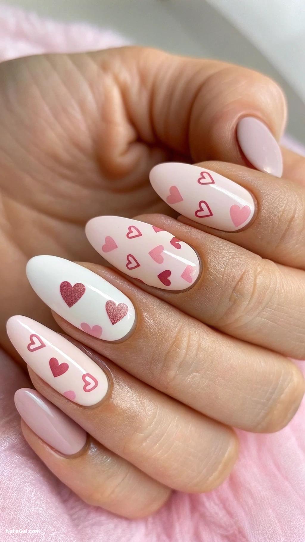 summer wedding nails Matte finish with glossy heart details