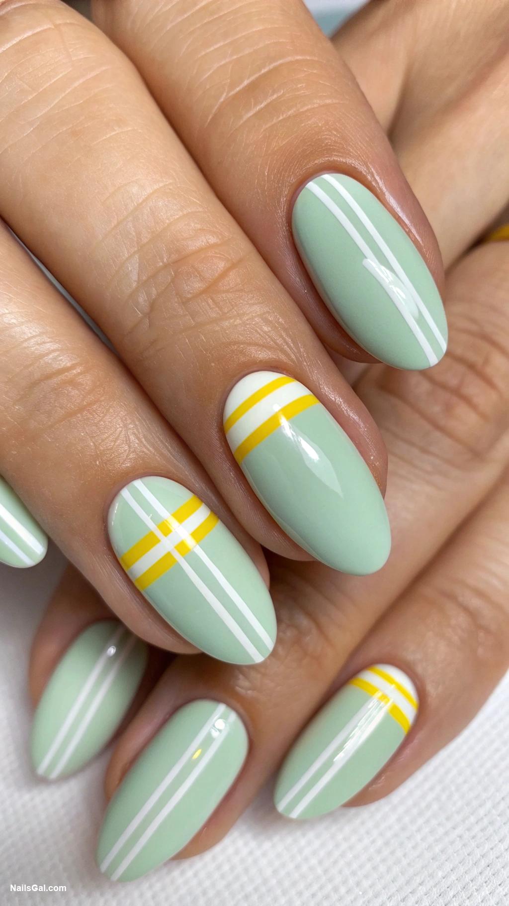 tennis nails Minimalist stripes in tennis court colors